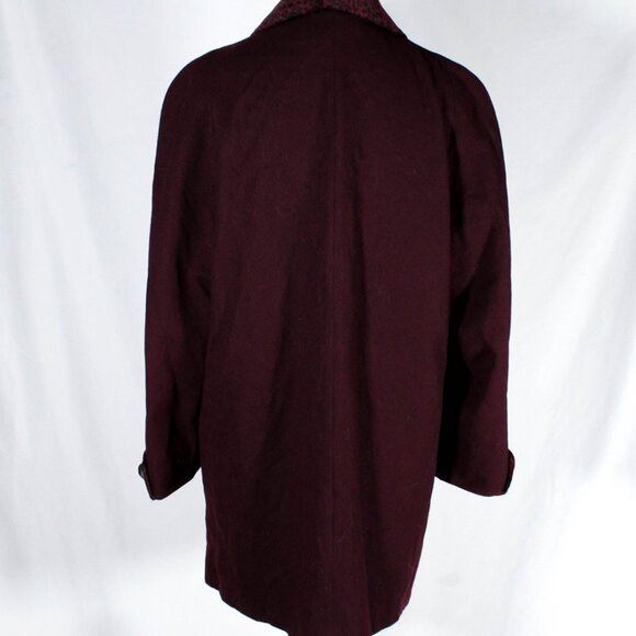 Vintage 1980s Noir Style Burgundy Wool Jacket with Leopard Print Trim - Picture 5 of 13